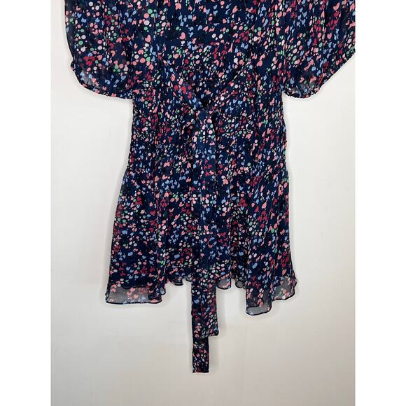 Ted Baker Casadee Puff Sleeve Smock Panel Wrap Mini Dress Navy Women's Size 6 - Picture 14 of 14